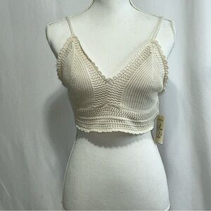 Freshman Cream Knit Crop Top